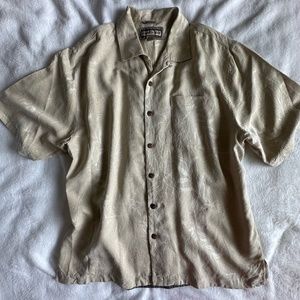 Jamaica Jaxx 100% Silk Short Sleeve Button Down Shirt Sz M